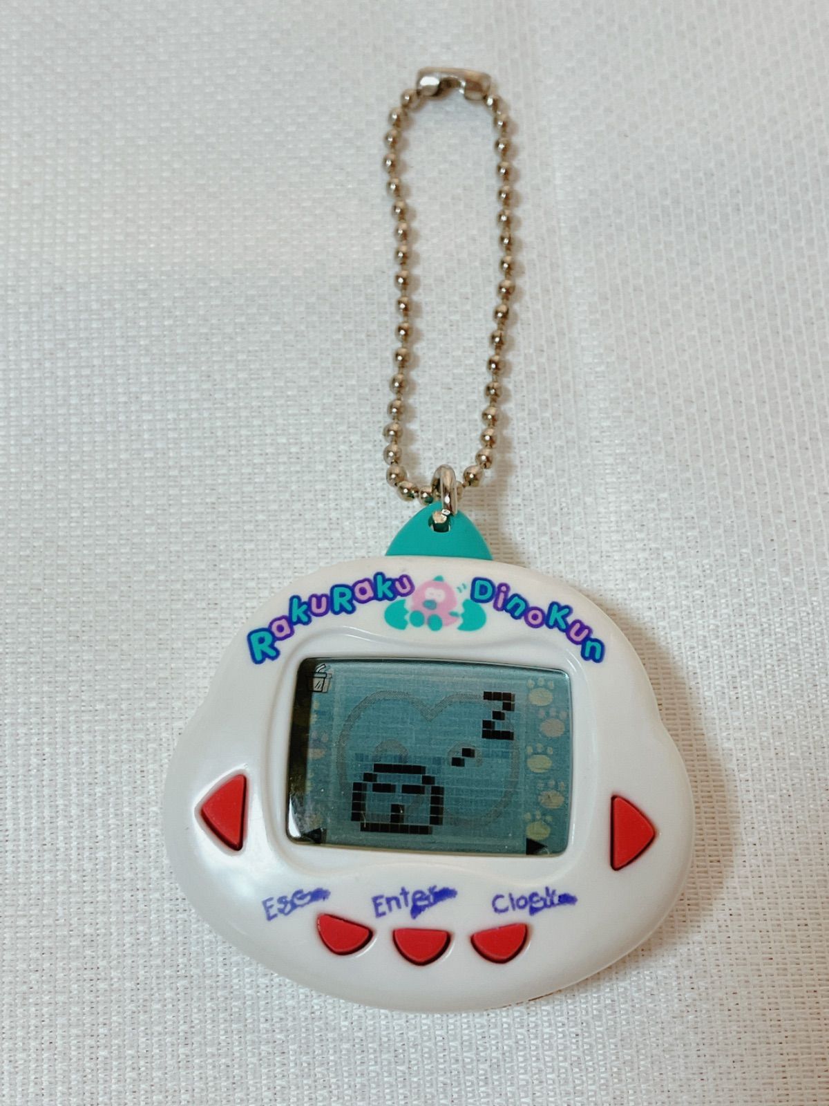 ラクラクダイノくん ホワイト/カラフル ラクラクダイノくん tk-910 当時物 育成ゲーム たまごっち 白