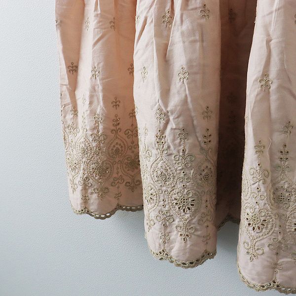 さえら ANLICO アンリコ コットン フラワーレース 切替 刺繍ワンピース