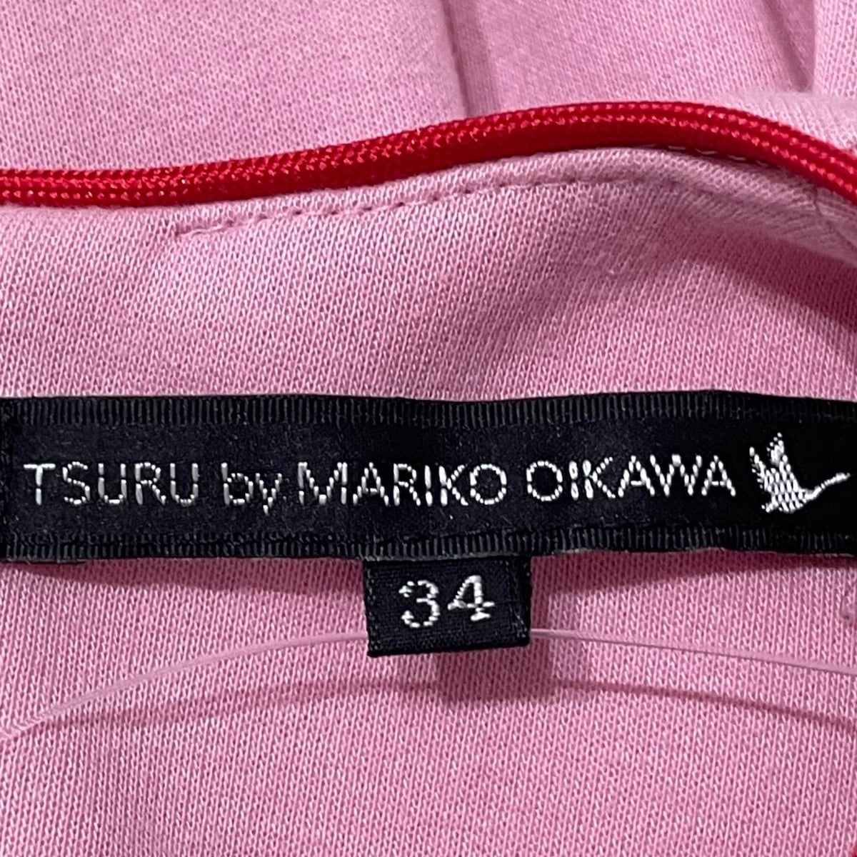 TSURU BY MARIKO OIKAWA(ツルバイマリコオイカワ) ワンピース サイズ34 S レディース - ピンク×レッド クルーネック/長袖/ロング  - メルカリ