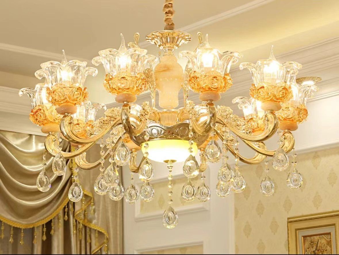 感溢れる 豪華 欧米風 シャンデリア 応接間 お部屋 レストラン 水晶ライト おしゃれ照明器具 10灯 つりとう シャンデリア