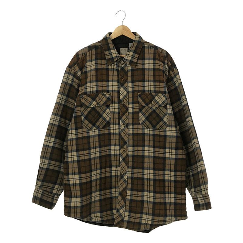 VINTAGE / ヴィンテージ古着 | 90s OUTDOOR EXCHANGE / アウトドアエクスチェンジ 裏地キルティング フランネル チェックシャツ | L | ブラウン系 | メンズ