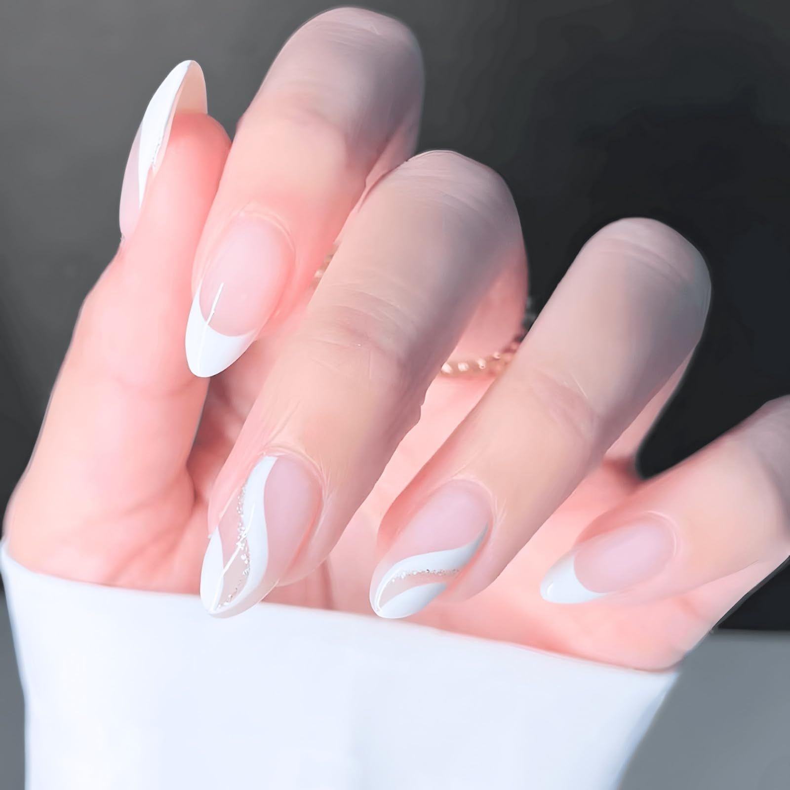 数量限定】(W130) ラウンド ポイント 可愛い 短め チップ 付け爪