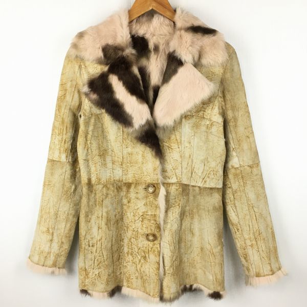 スペイン製 Papamama|パパママ ラビット|毛皮|チェスターファーコート sizeM 茶|BROWN bag〕菅NO.WA22-4<sale>