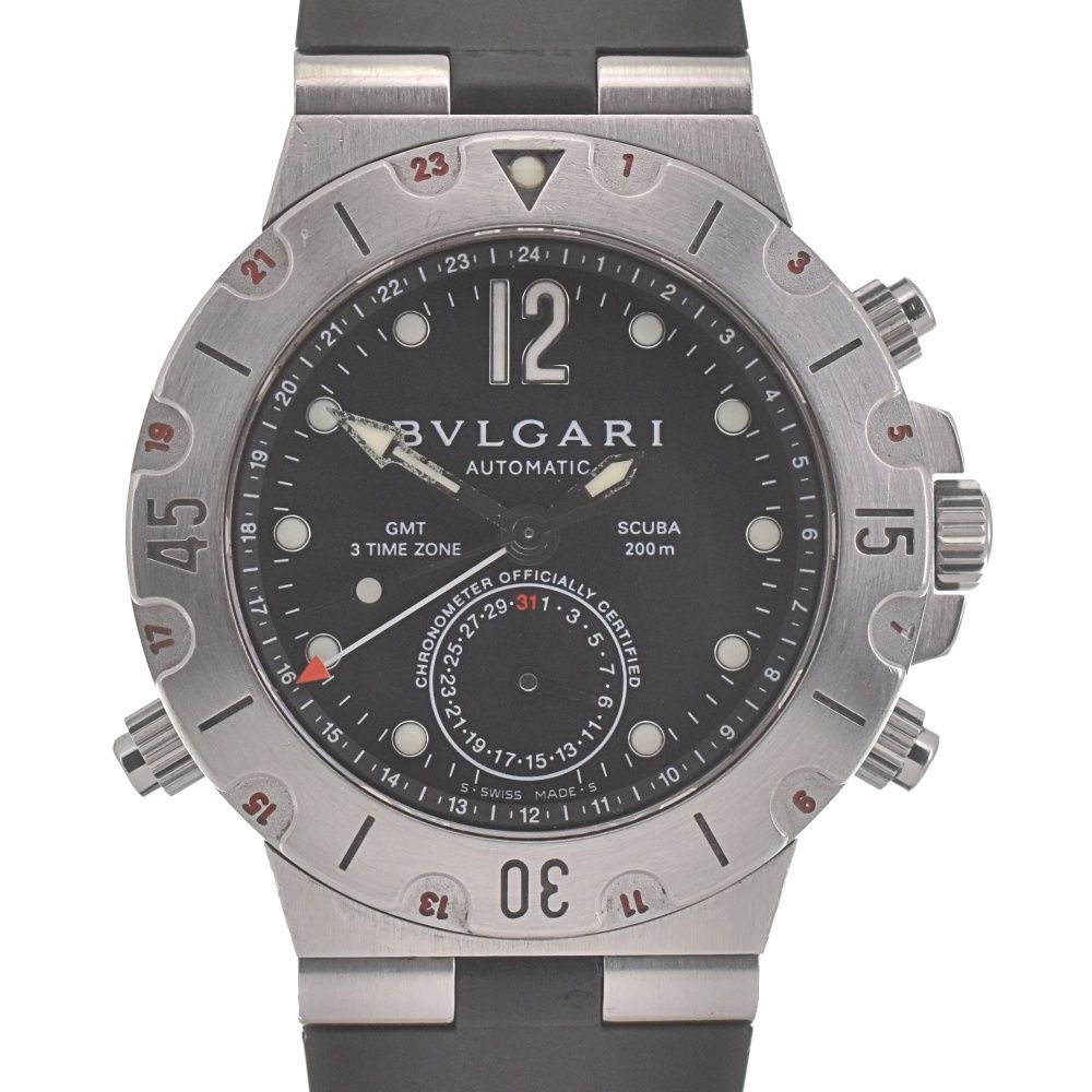 ブルガリ BVLGARI SD38SGMT ディアゴノ スクーバ GMT デイト 自動巻き メンズ 箱 保証書付き L 140087
