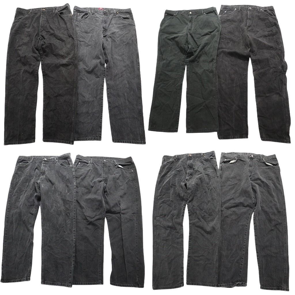 古着卸 Wrangler ラングラー ブラックデニム パンツ 8枚セット メンズ 40 フェード アメカジ 革パッチ 古着 NA3174