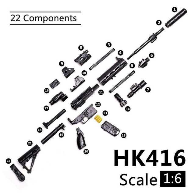 新品!!送料無料!! 1/6スケール HK416 未組立 銃 プラモデル