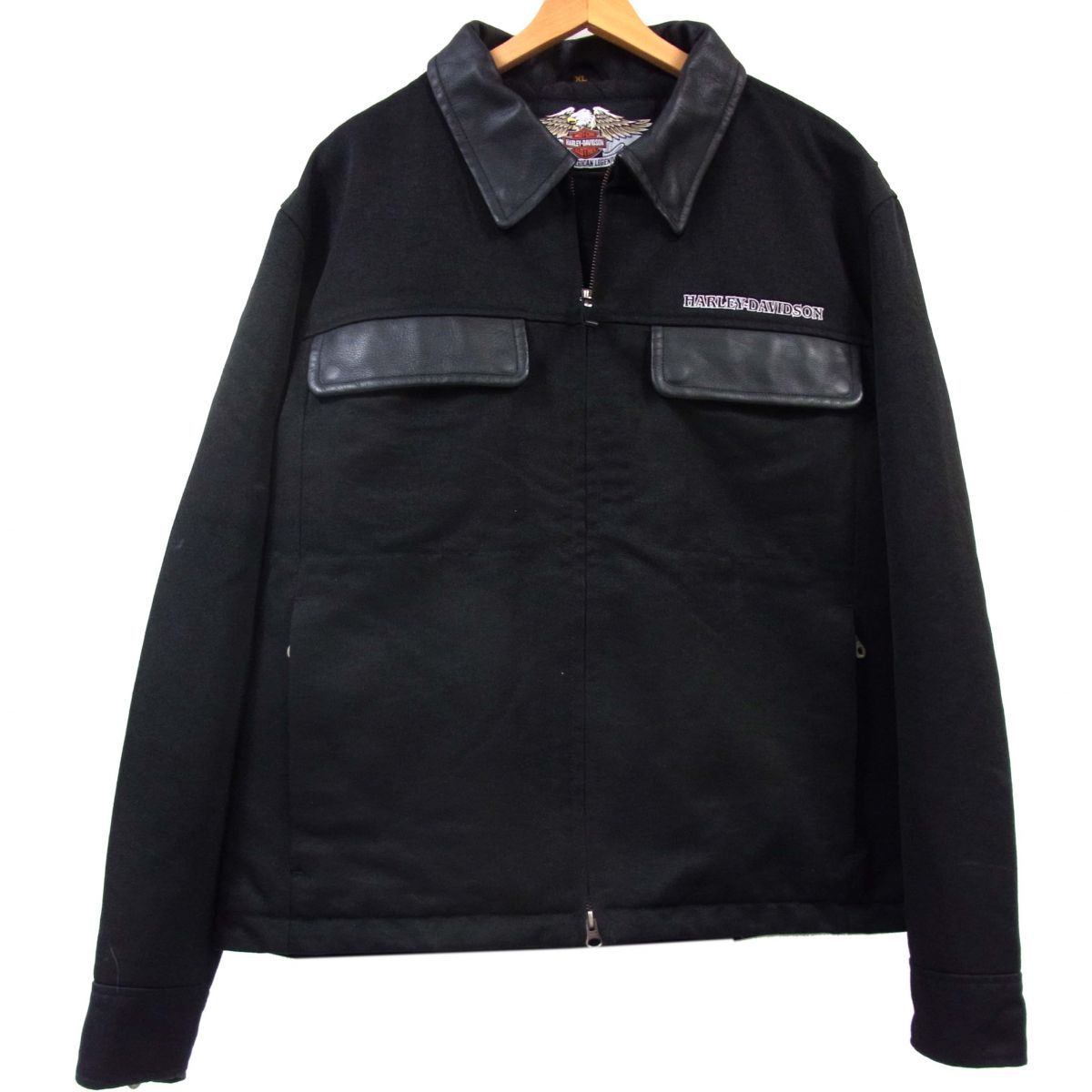 ◆HARLEY-DAVIDSON ハーレーダビッドソン 襟レザー 中綿入り ジャケット XLサイズ メンズ