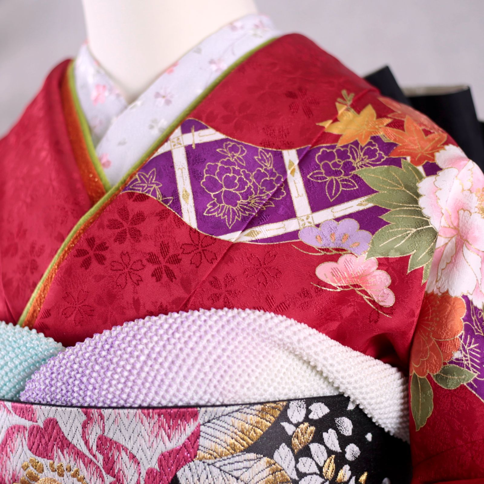 振袖フルセット 振袖セット 振袖 Mサイズ 赤×新古典 美品 成人式 着物 晴れ着 6点セット FN-307 今田美桜 振袖フルセット 振袖セット 振袖 LL ワイドサイズ 赤×新古典