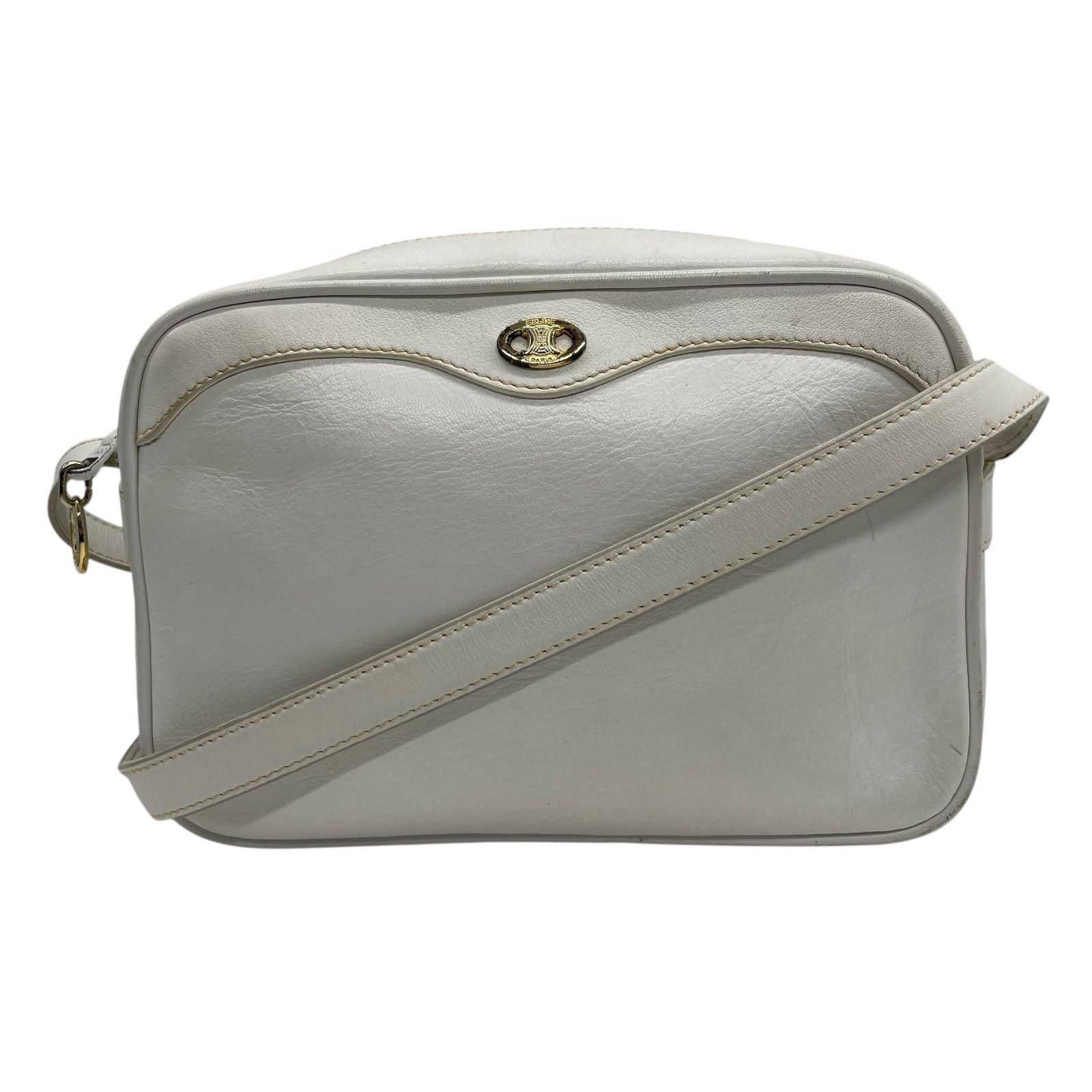 美品 CELINE セリーヌ ショルダーバッグ 白 ホワイト レザー 美品 CELINE セリーヌ ショルダーバッグ 白 ホワイト レザー