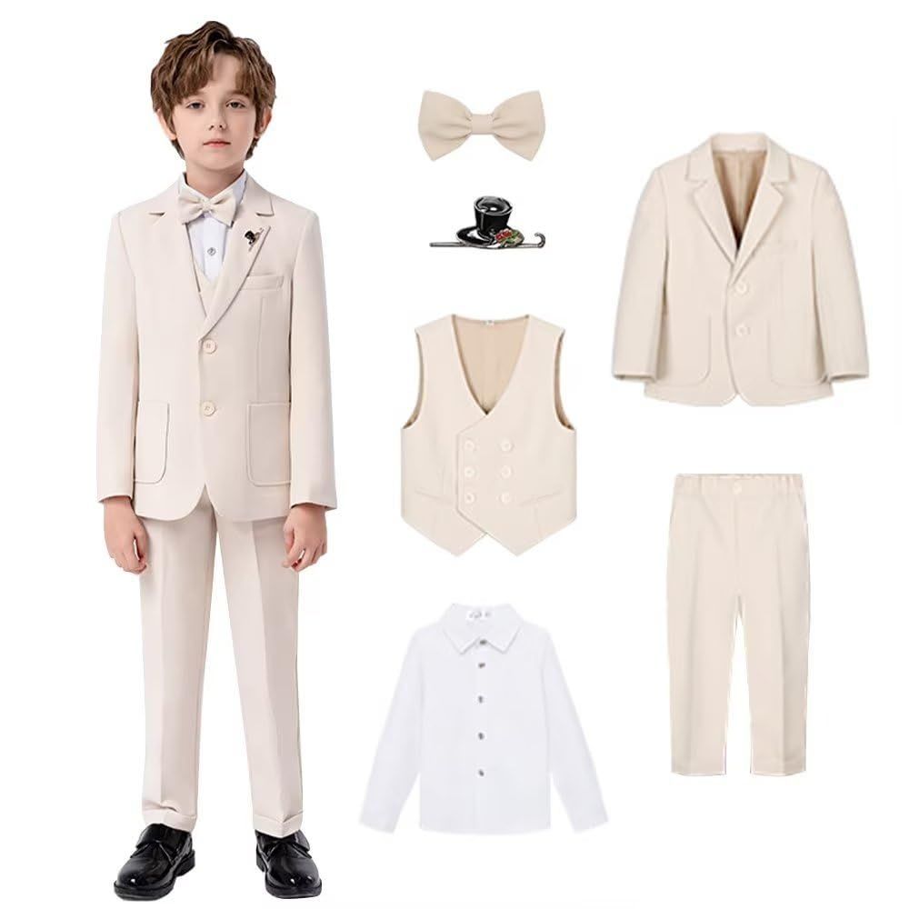 【人気商品】[YAYOKYA] 男の子 スーツ キッズ フォーマルスーツ 子供 ボーイズ 長袖 無地 卒業式 入学式 七五三 結婚式 発表会 6点セット ワインシャツ 蝶ネクタイ ボーイズフォーマル