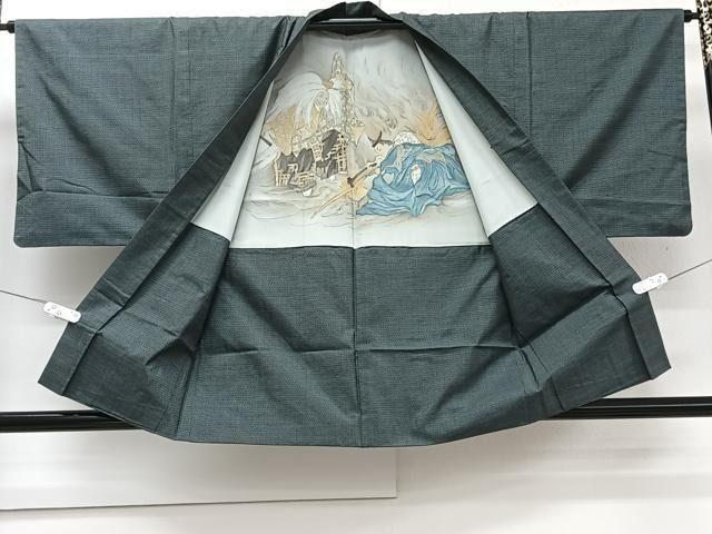 平和屋着物●男性　本場結城紬　アンサンブル　亀甲文様　正絹　逸品　未使用　AAAX0677zg 平和屋着物○男性 本場結城紬 アンサンブル 亀甲文様 正絹 逸品 未使用