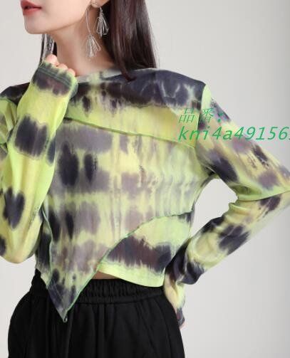 タイダイ変形長袖TシャツロンTトップス韓国レディース kni4a491561