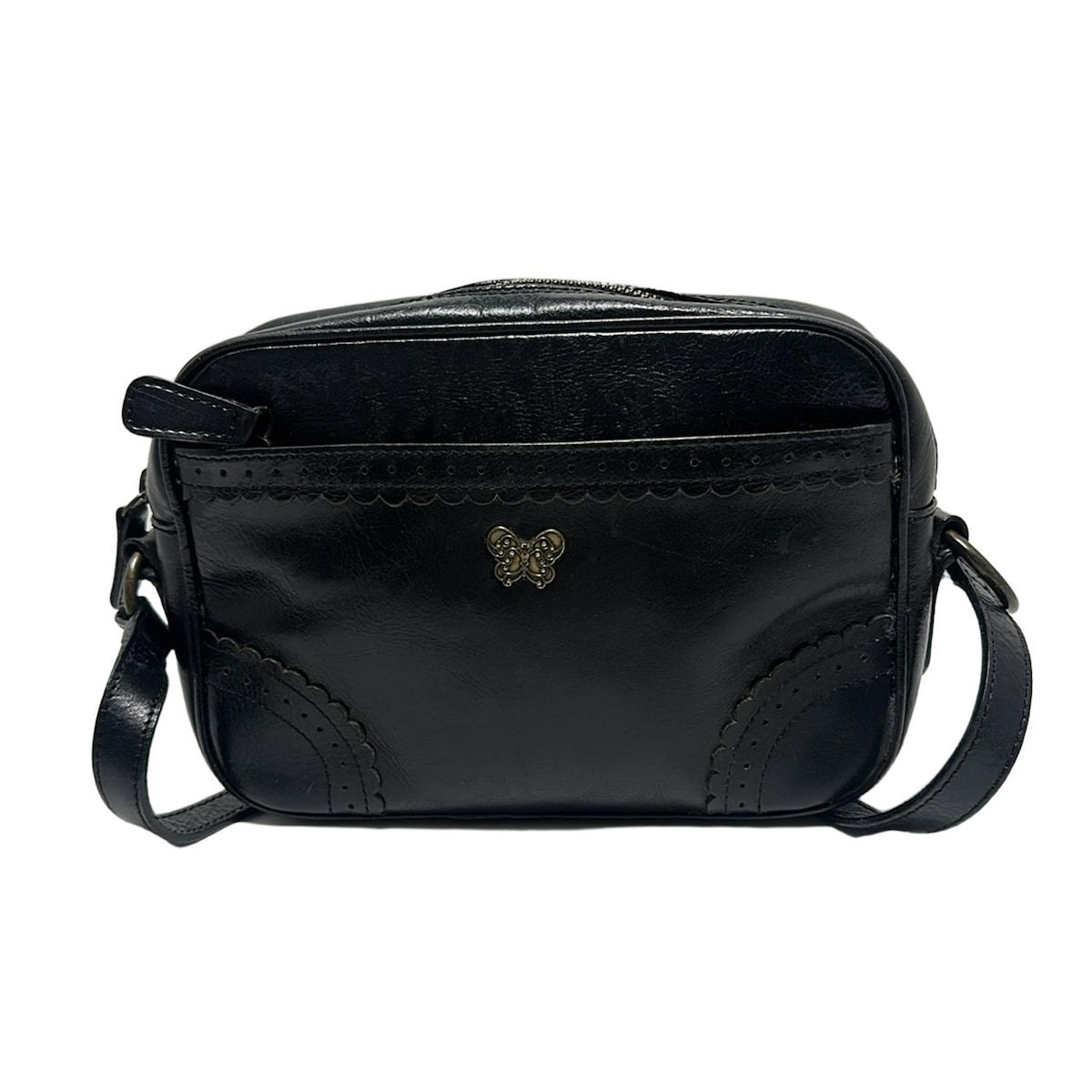 ANNA SUI(アナスイ) ショルダーバッグ - 黒 レザー - メルカリ