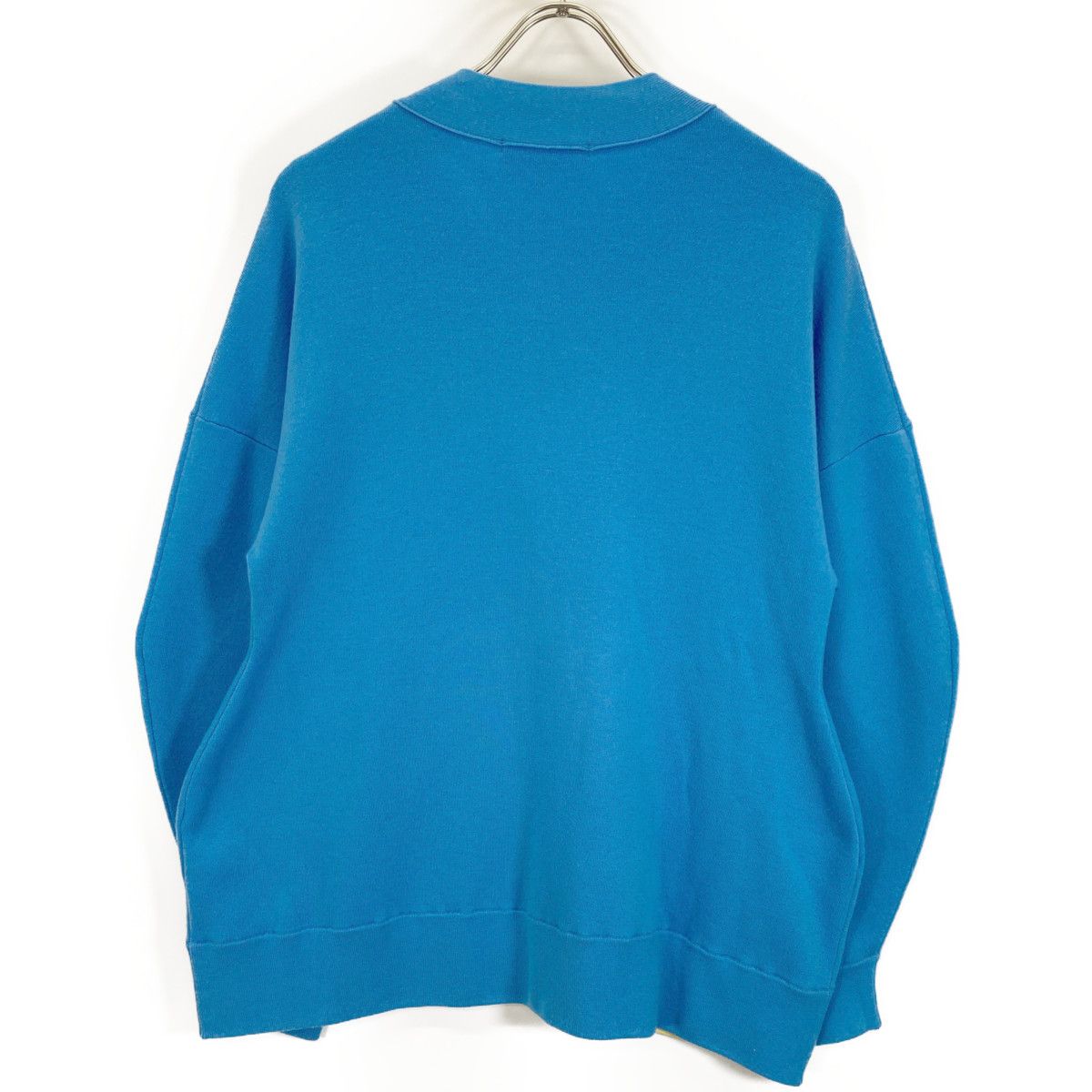 新発売 ﾌﾞﾙｰ 22AW エンフォルド ENFOLD ｳｰﾙ×ﾅｲﾛﾝ 38 CARDIGAN PEPLUM カーディガン