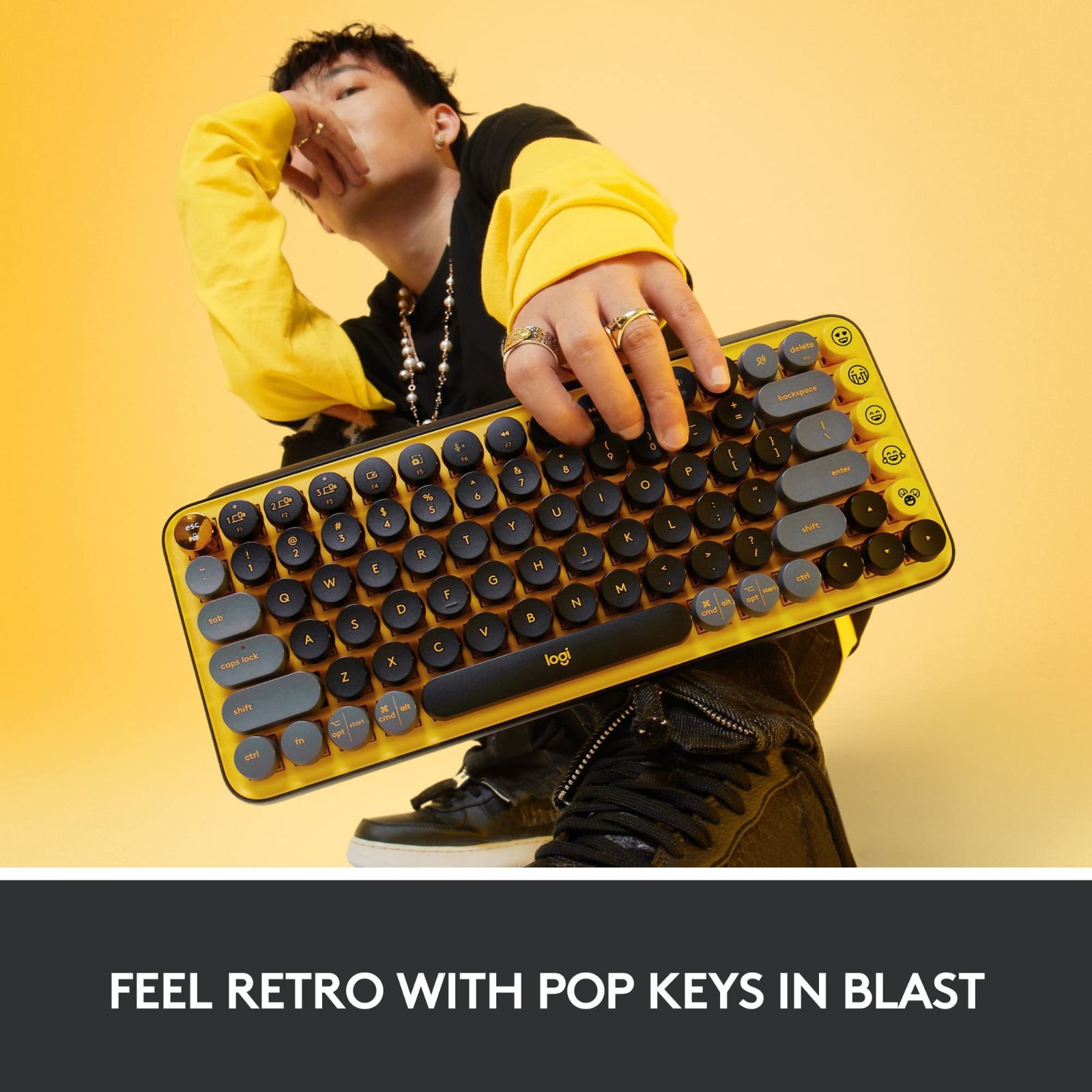 Logitech Pop Keys Yellow 英語配列 一年間保証輸入品 Amazon.com: Logitech POP Keys Mechanical Wireless Keyboard