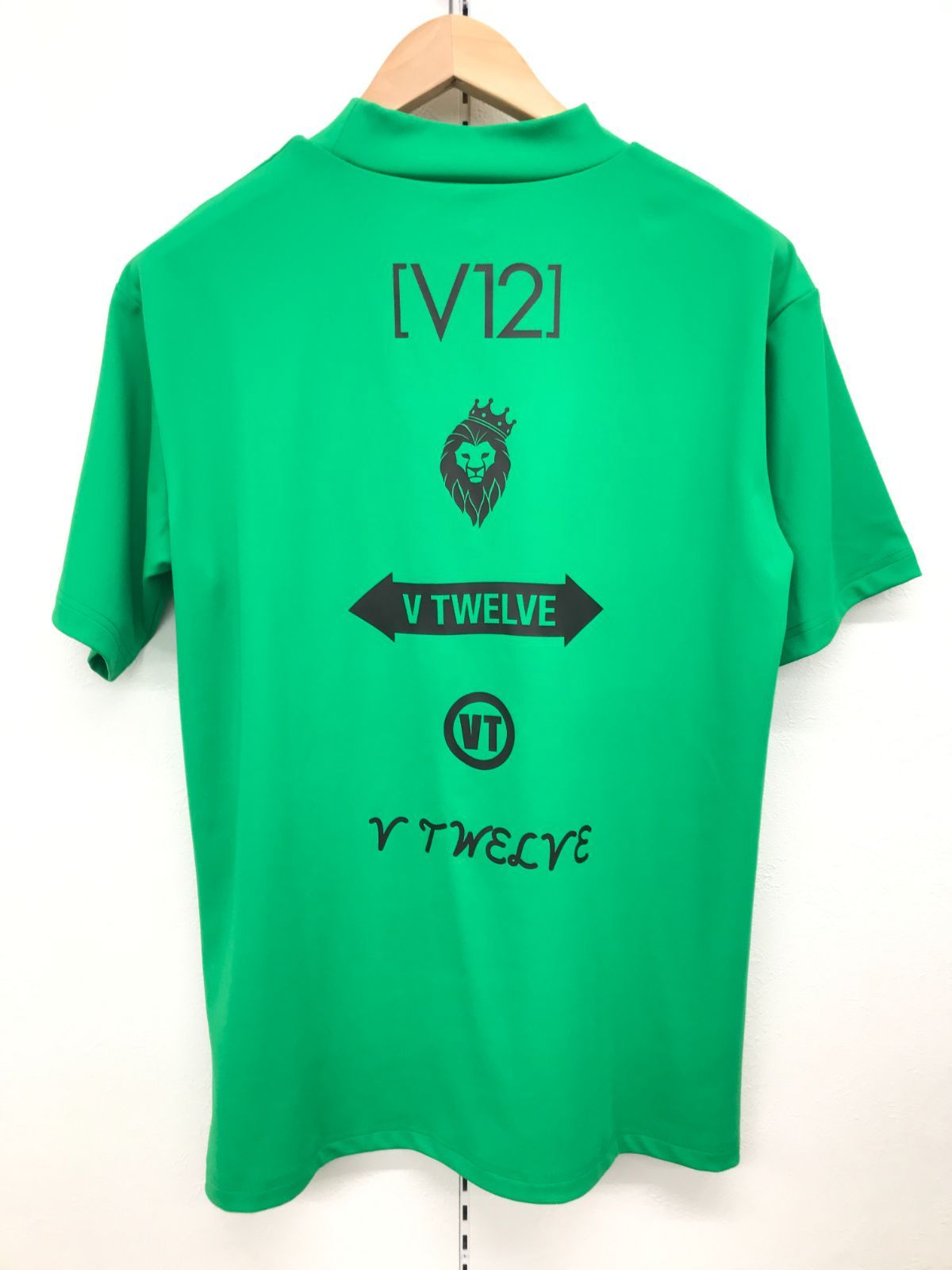 V12 半袖モックネック メンズ グリーン