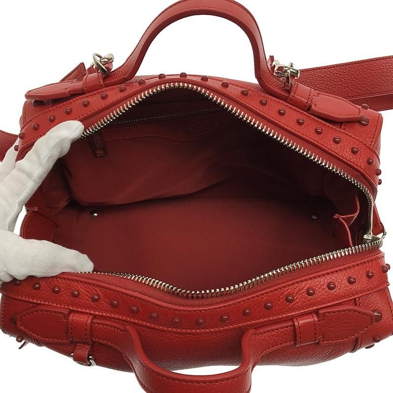 【新品】  TOD'S / トッズ | Gommini Leather Bag / 2way ゴンミーニ ショルダー付き レザー ハンドバッグ | レッド | レディース 新品】 TOD'S / トッズ | Gommini Leather Bag / 2way ゴンミーニ