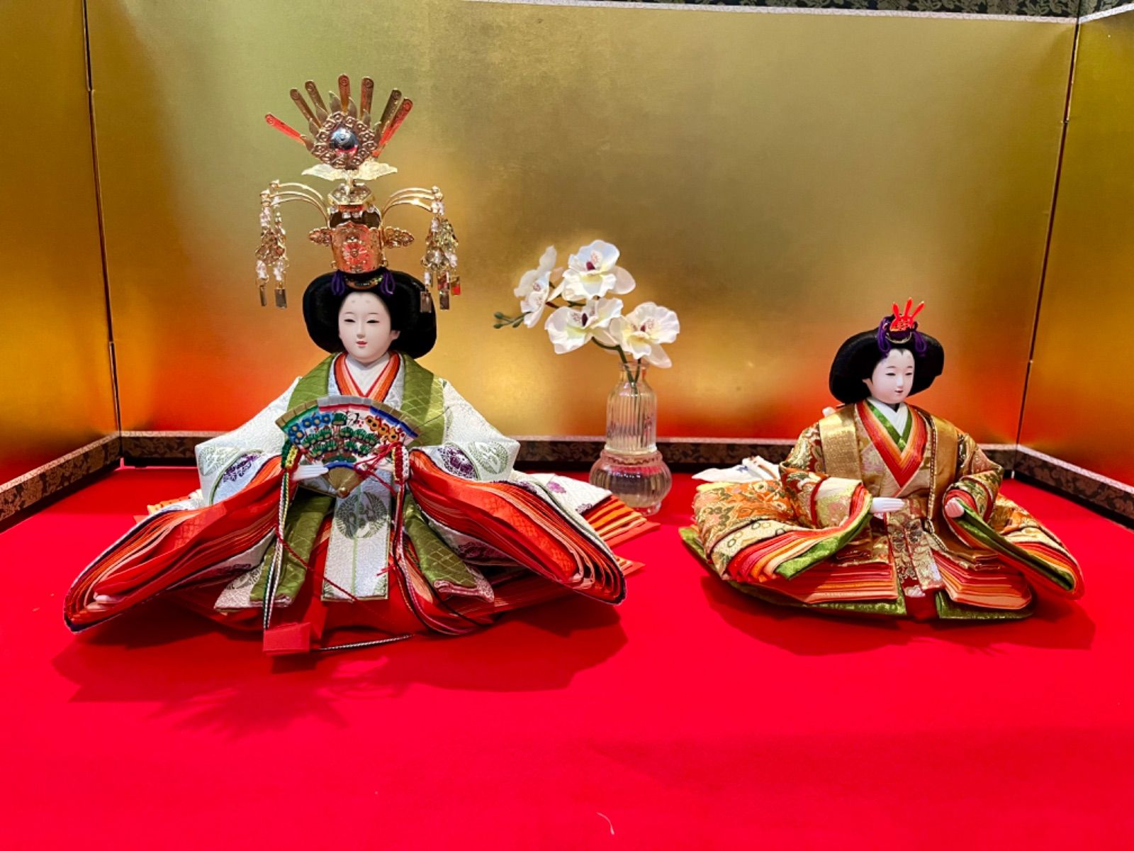 新品☆桐箱☆本金仕上げの天冠付☆大きな天上人の親王飾り☆京八番