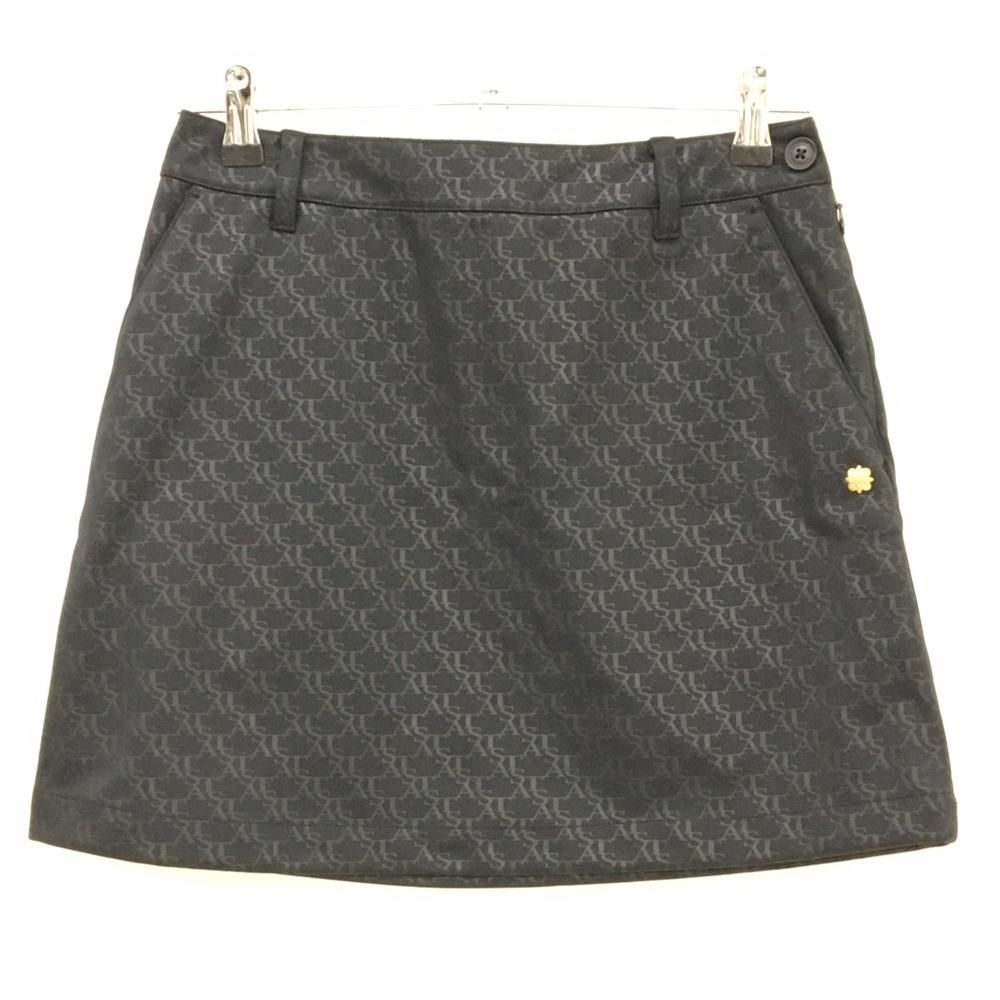 超 セントアンドリュース スカート 黒 ロゴ総柄地模様 ボンディング生地 レディース M ゴルフウェア モデル St ANDREWS