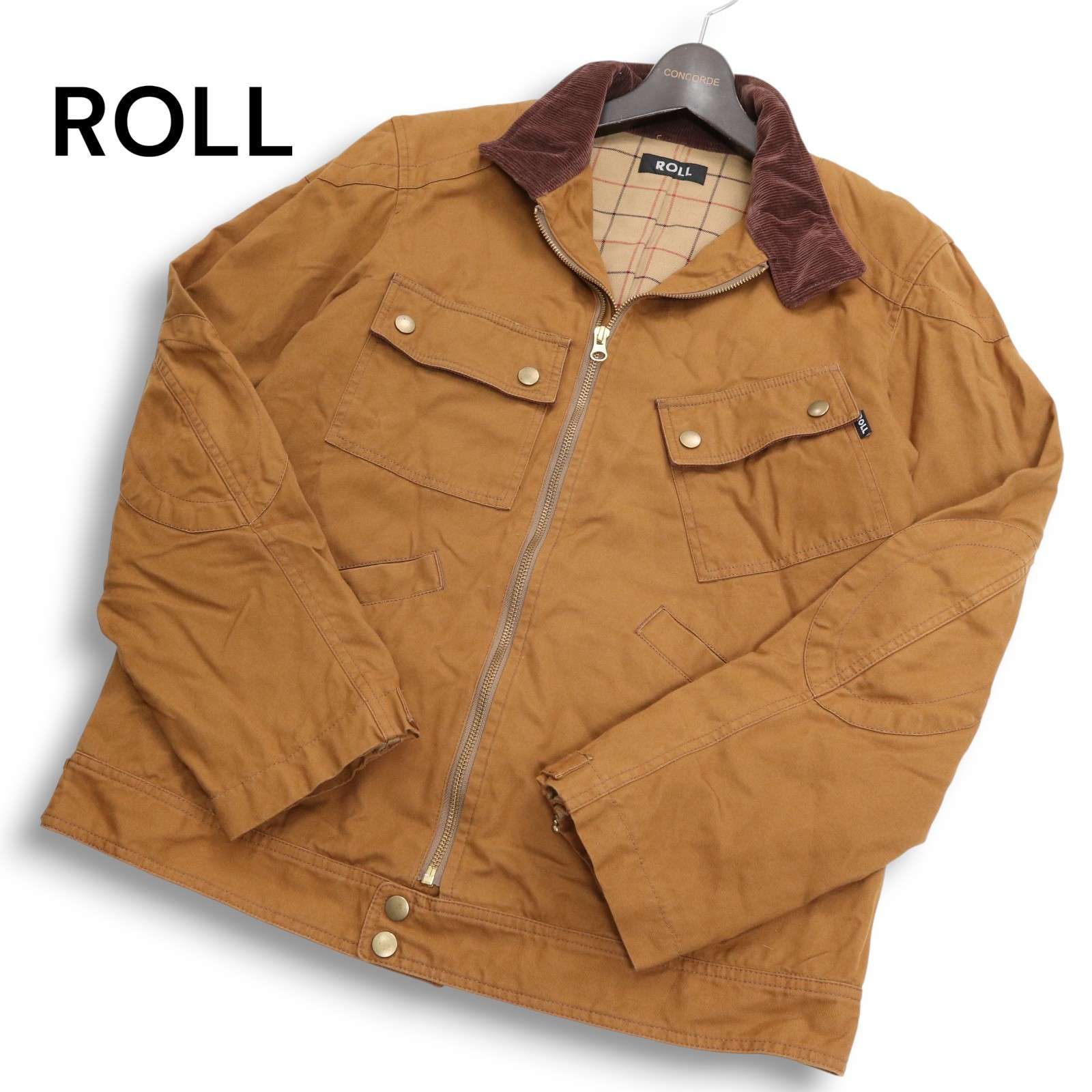 ROLL ロール 秋冬☆ 裏地チェック ワーク ジャケット カバーオール 