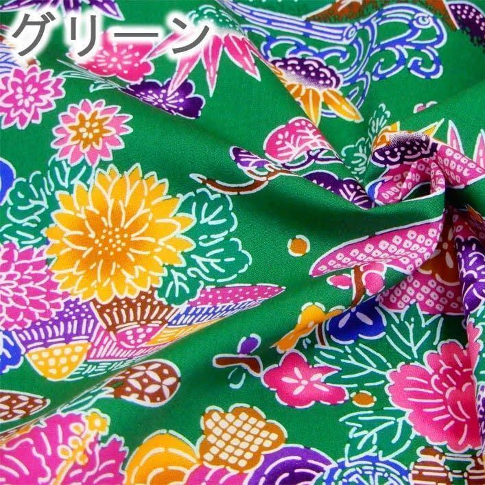 沖縄紅型 ピンク ピンク色の紅型（びんがた）布。大きい柄の沖縄柄綿生地。Made in