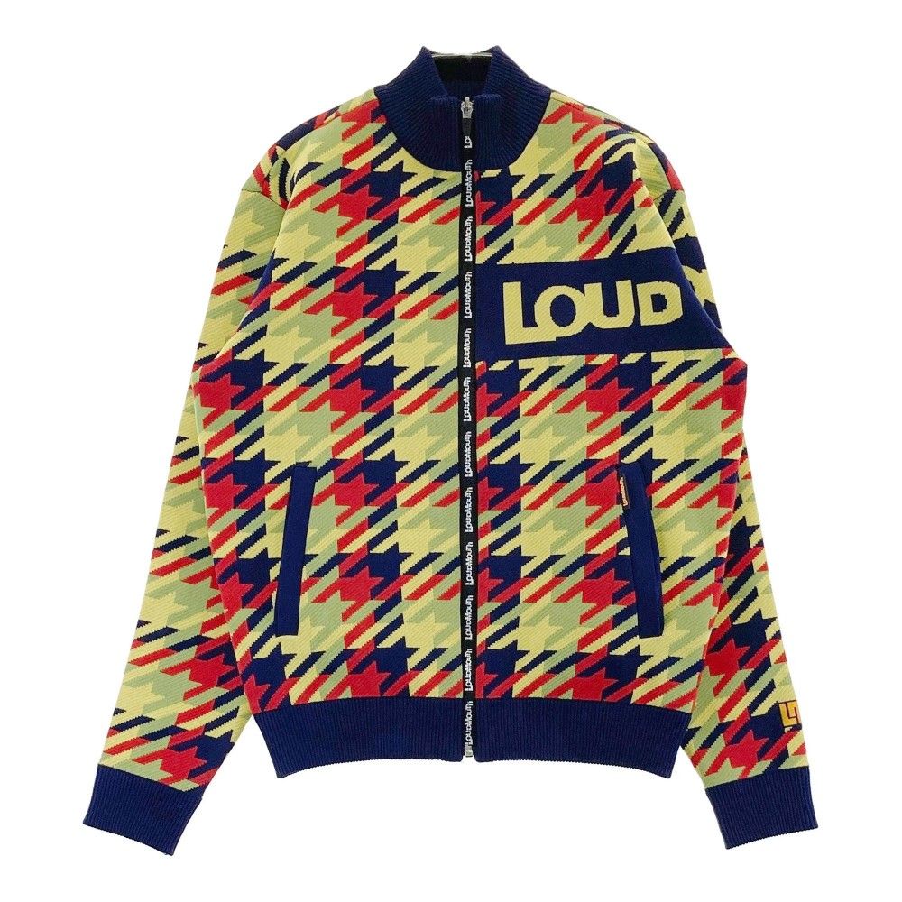 サイズ M LOUD MOUTH ラウドマウス 裏地付 ニット ジップジャケット オータムナルハンドトゥース千鳥柄 イエロー系 240101435520 ゴルフウェア メンズ ストスト