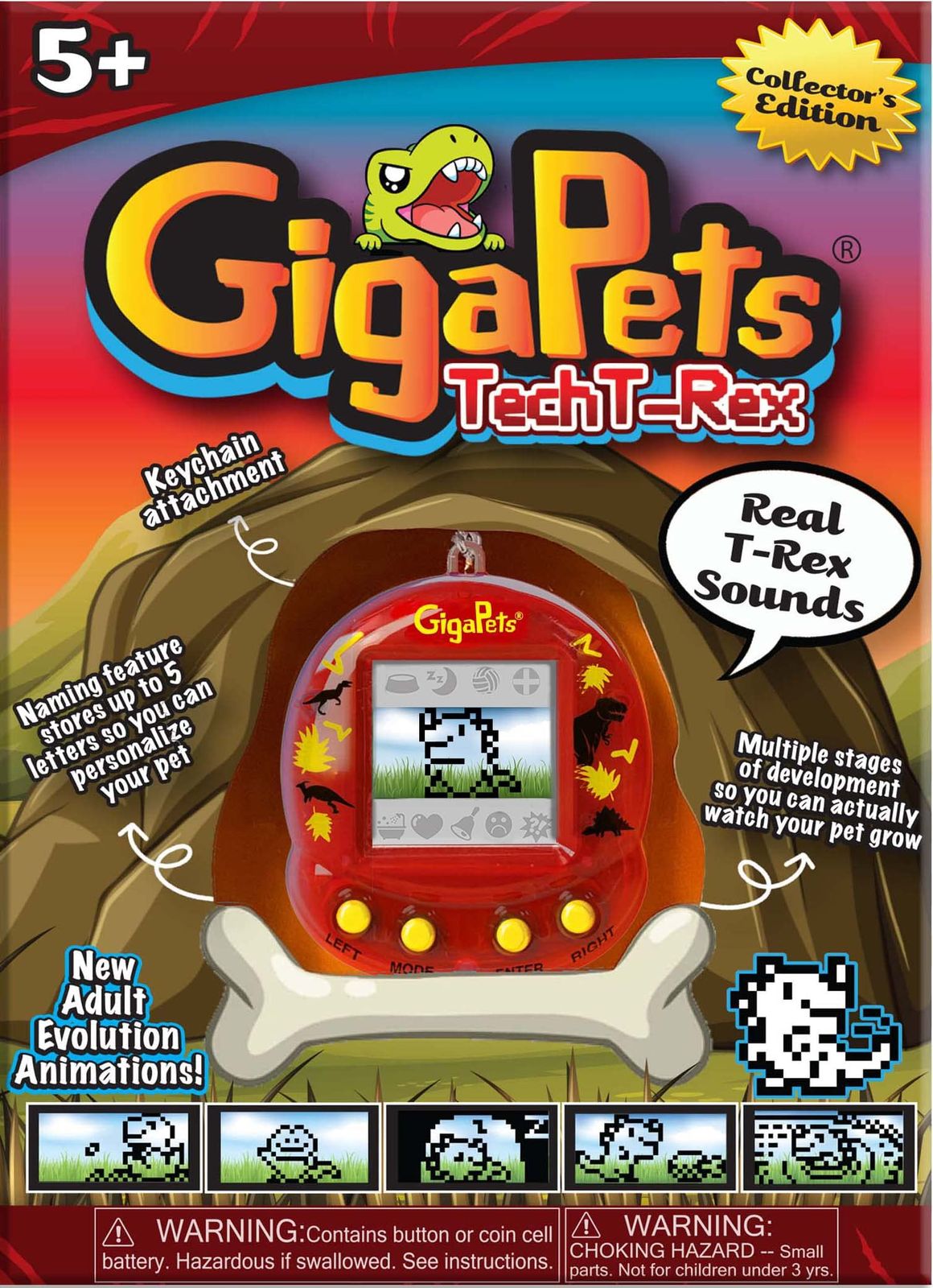Giga Pet バーチャルペット 子供用 5歳以上 90年代 スローバック 2イン1 T-レックス 恐竜 | アップグレード版 | キッズはペットの世話を学ぶ [T-Rex]