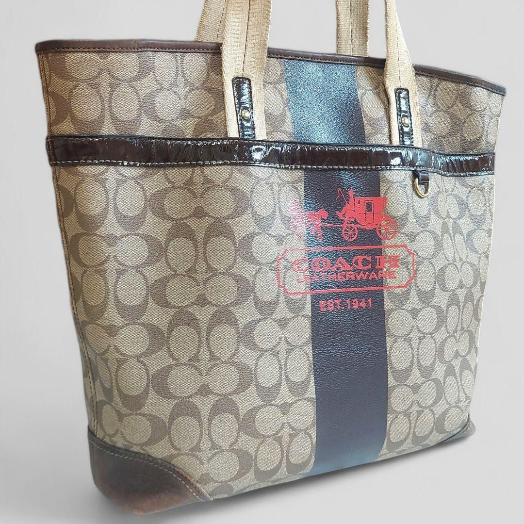 COACH コーチ ヘリテージストライプ トートバッグ シグネチャー COACH