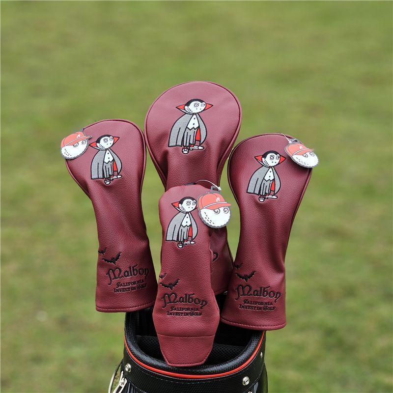 Malbon マルボン GOLF ゴルフクラブカバーゴルフ ヘッド カバー 4点セット レッド ヴァンパイア