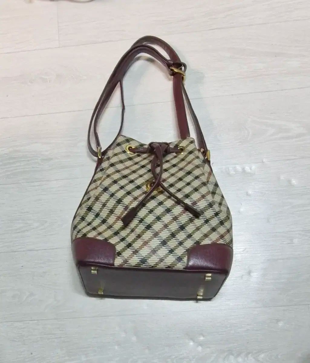 チェック柄 バケットバッグ