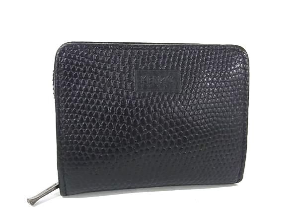 □美品□ KENZO ケンゾー パイソン型押しレザー ラウンド