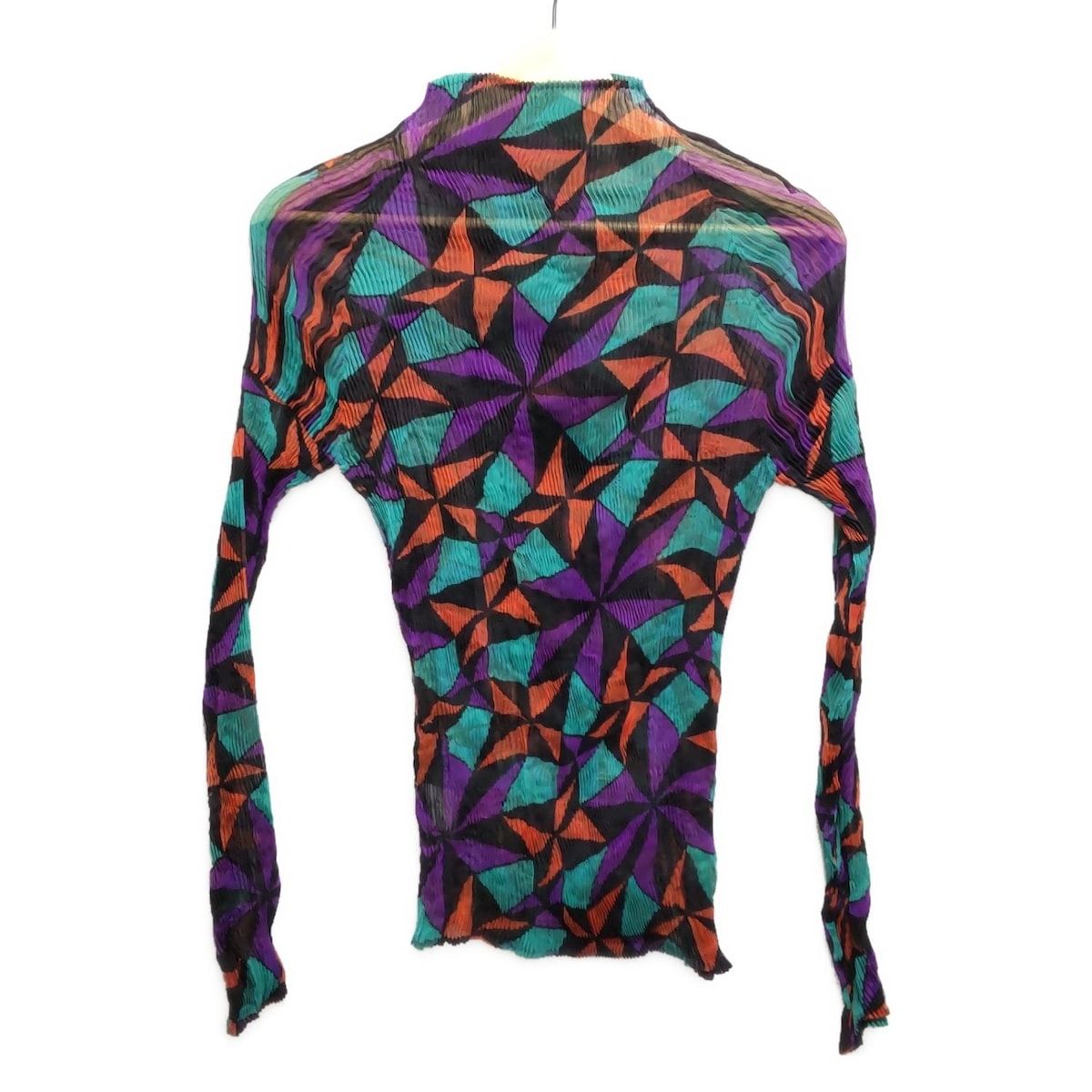 ISSEYMIYAKE イッセイミヤケ 長袖カットソー サイズ2 M レディース - グリーン×黒×マルチ タートルネック|プリーツ