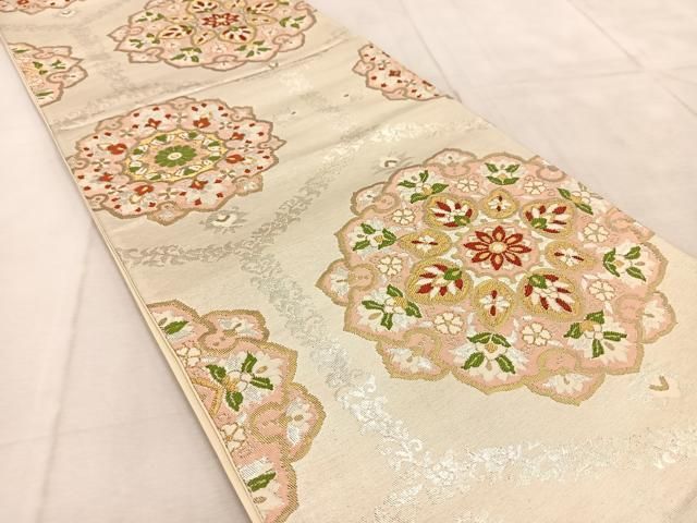 平和屋着物◎六通柄袋帯 正倉院花文 金銀糸 正絹