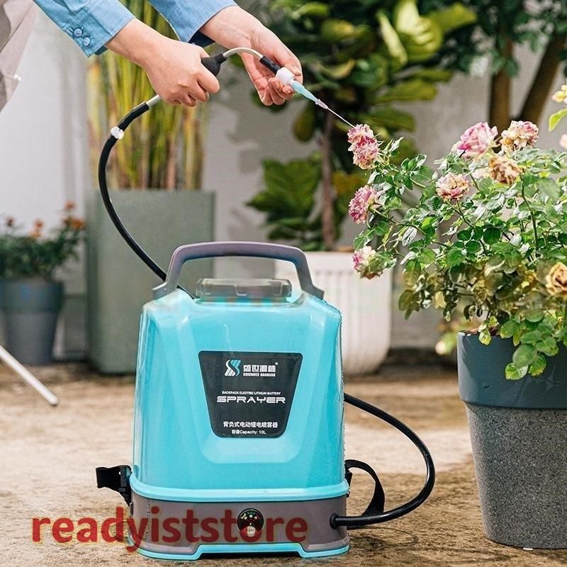 噴霧器電動充電式自動噴霧器コードレス10L大容量タンク12V背負い式電源表示圧力調整連続自動噴霧伸縮チューブ軽量低騒音園芸水やり芝生肥料庭
