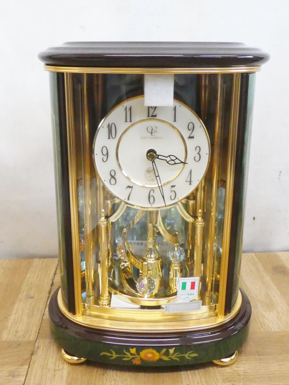 QE2 クイーンエリザベス2 象嵌細工 イタリア製 アンティーク調 置時計 qe2 家具・インテリア QE2 クイーンエリザベス2 象嵌細工 イタリア製