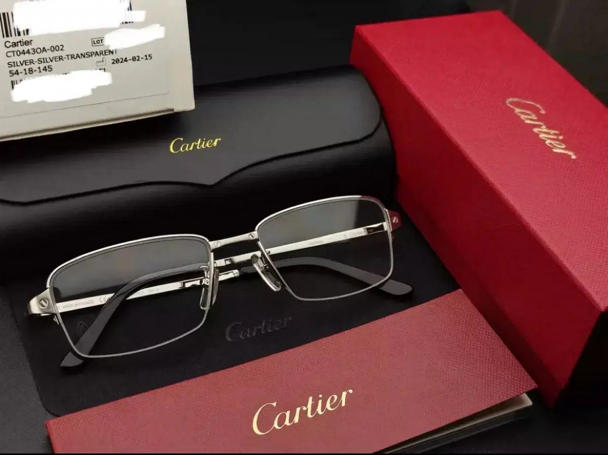 Cartier カルティエ CT0443OA サントス コレクションです こっけいなシック ハーフリム シルバー メガネ