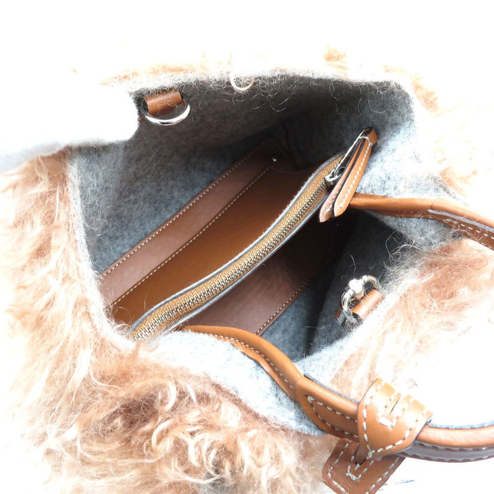 新品同様 トッズ モヘア ナイロン レザー シルバー金具 2WAY