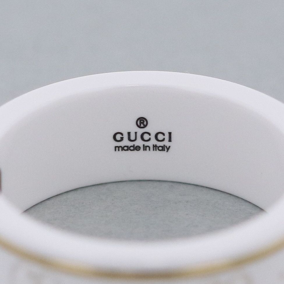 グッチ GUCCI GG アイコンリング #9 白セラミック　Au750刻印 GUCCI （グッチ） セラミック GGアイコンリング ブランド