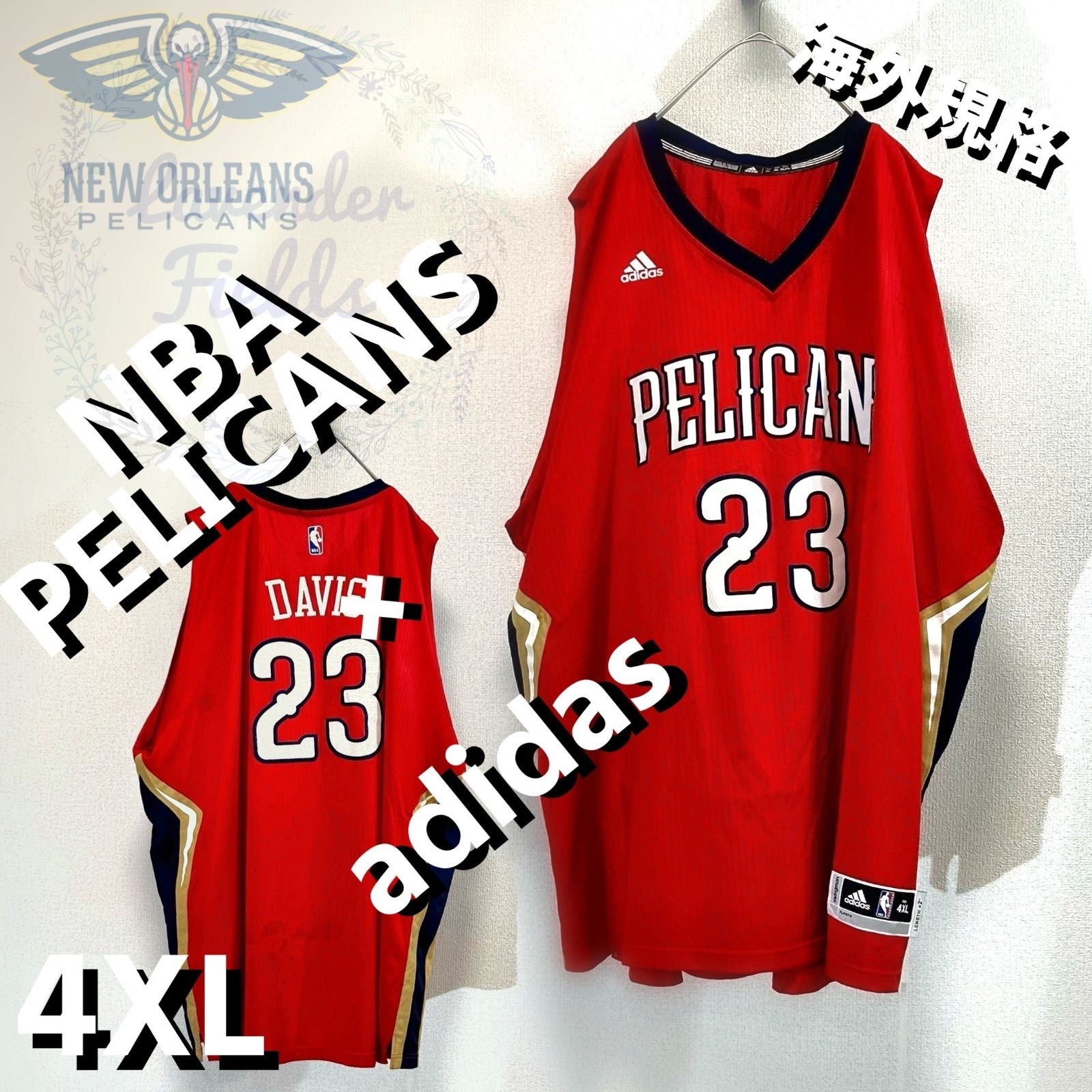 NBAペリカンズゲームシャツTシャツ両面プリントバスケ赤レッド 