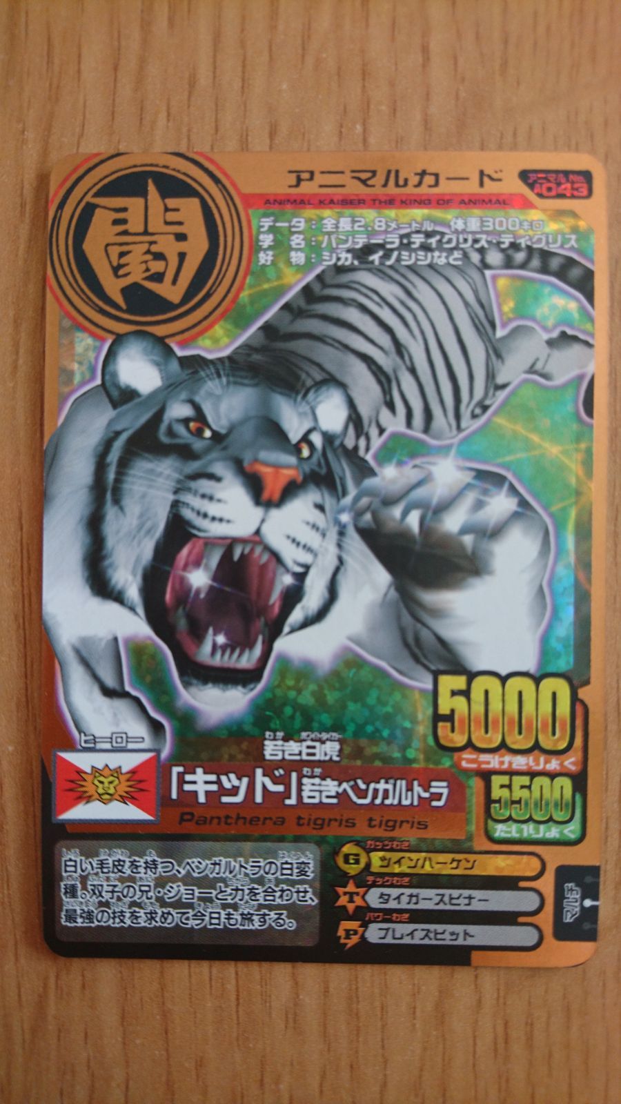 百獣大戦 アニマルカイザー アニマルカード 若き白虎 「キッド
