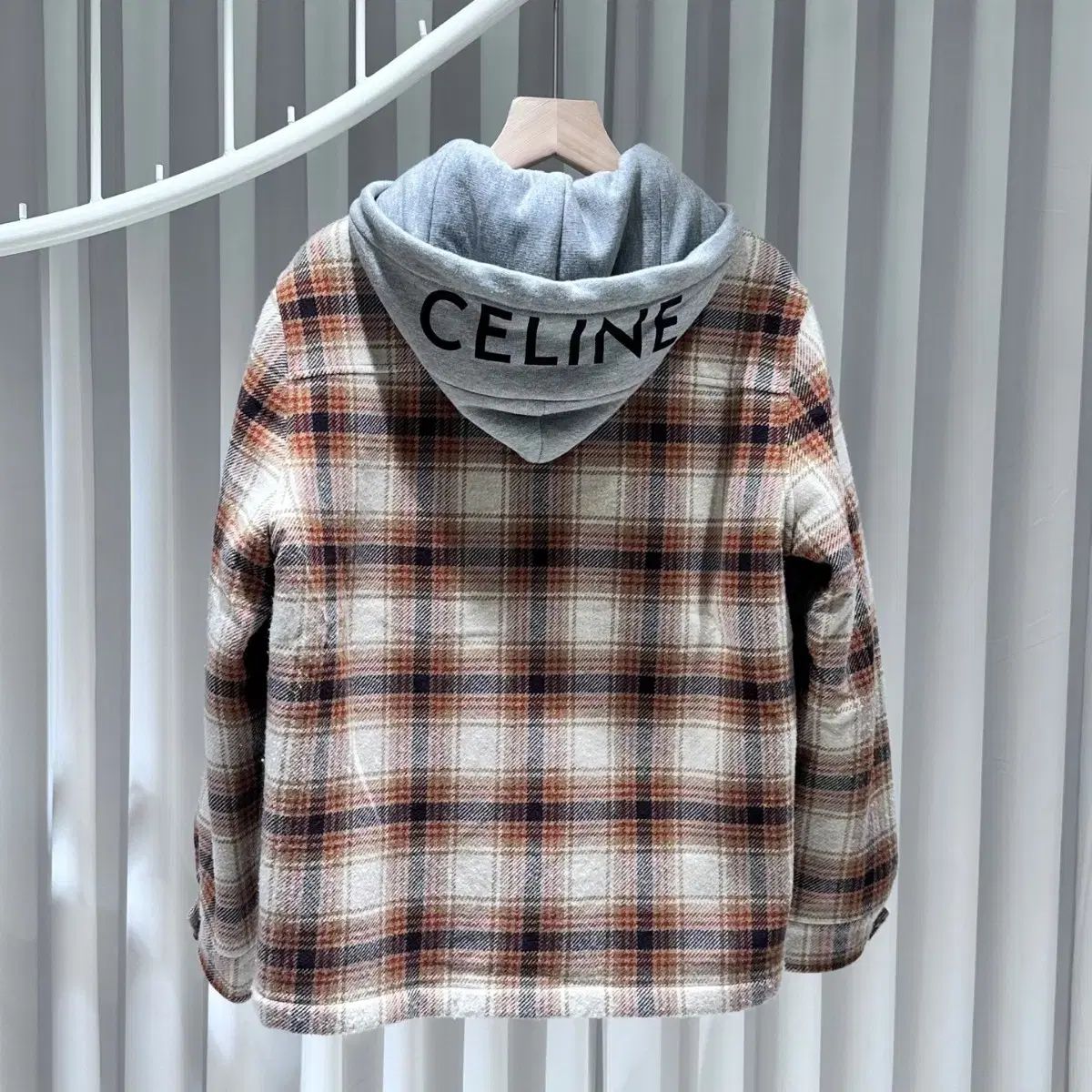 CELINE(セリーヌ) フード オーバーサイズシャツ チェック ジャケット ／ 48
