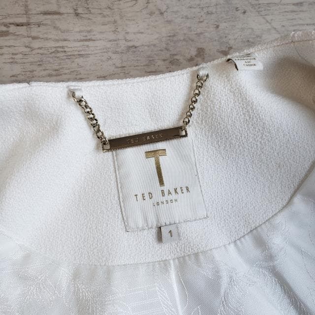 テッドベイカー ☆ ノーカラー ロング コート 1 ホワイト TED BAKER