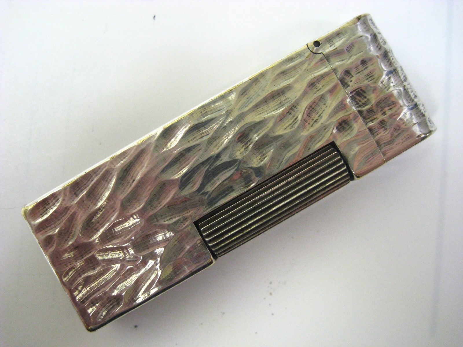 美品 スイス製 ダンヒルDUNHILLライター シルバー+ブラック 赤革ケース  