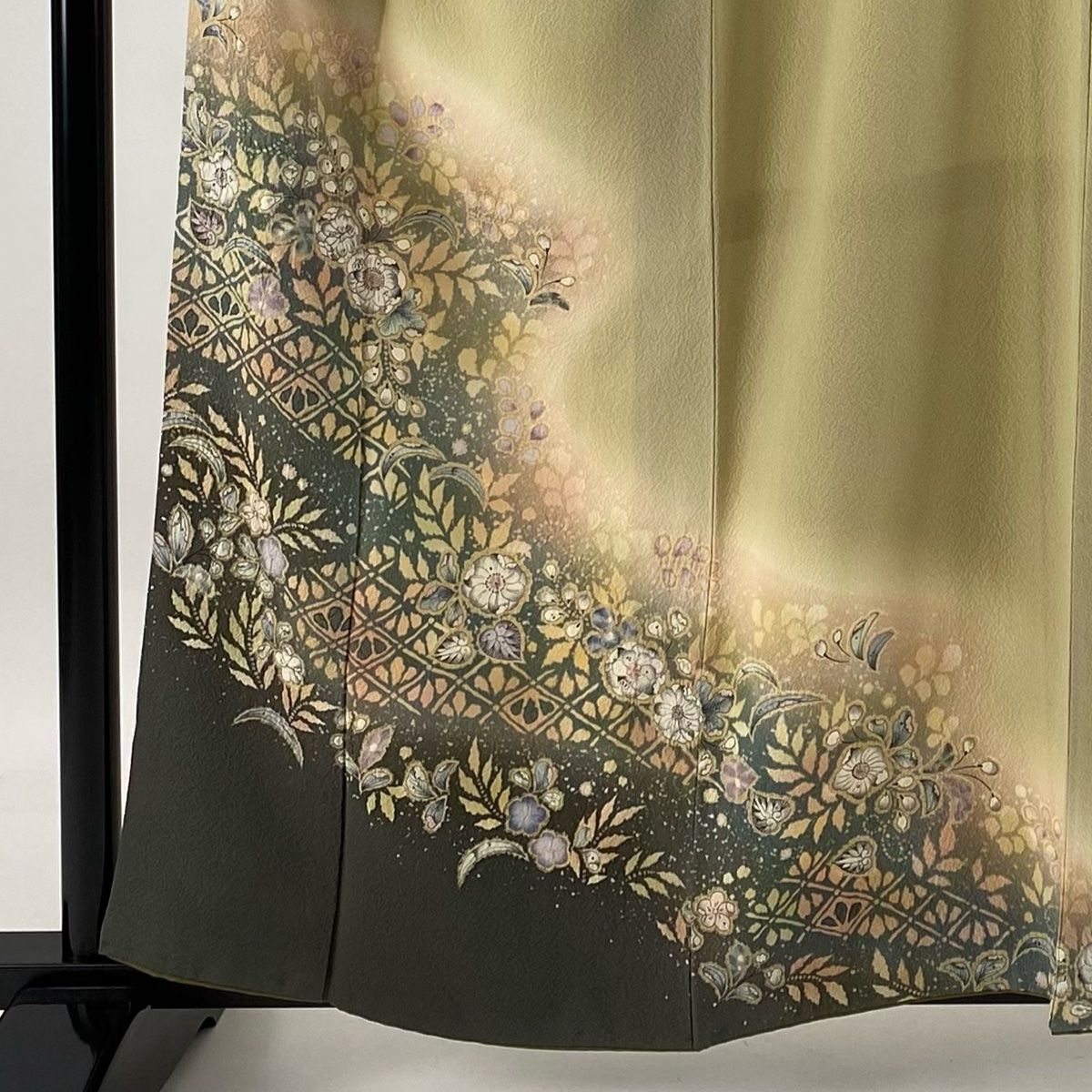 付下げ 身丈160cm 裄丈66cm M 袷 翠山工房 やまと 落款 辻ヶ花 染分け ぼかし ベージュ 正絹