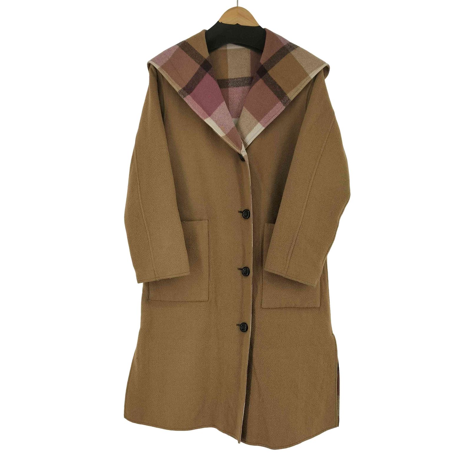 美品✨ クレストブリッジチェックダブルフェイスロングコート　36 リバーシブル ブルーレーベルクレストブリッジ BLUE LABEL CRESTBRIDGE