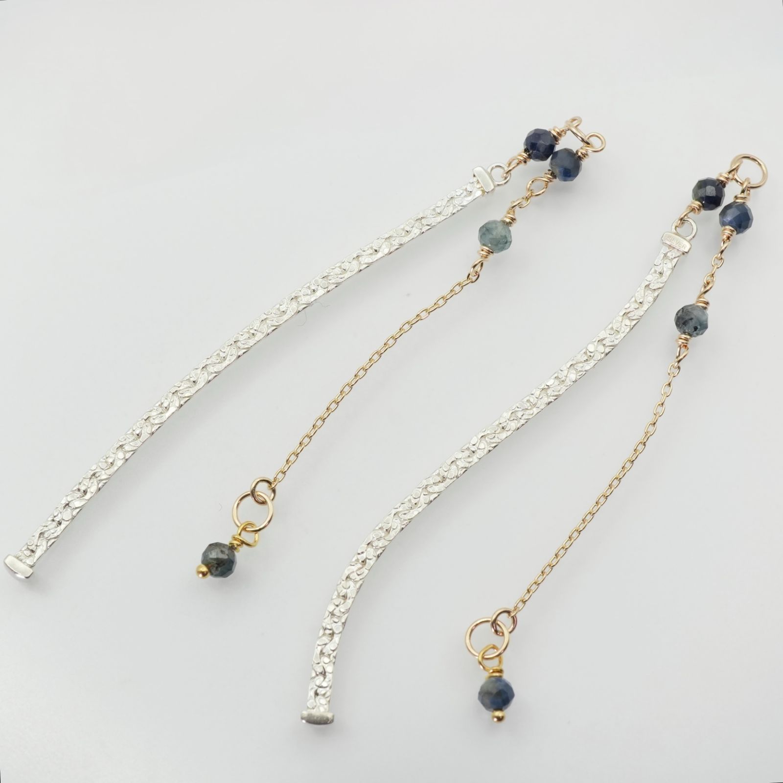 両耳 アガット K10×SV サファイア ピアスチャーム 25-1863S