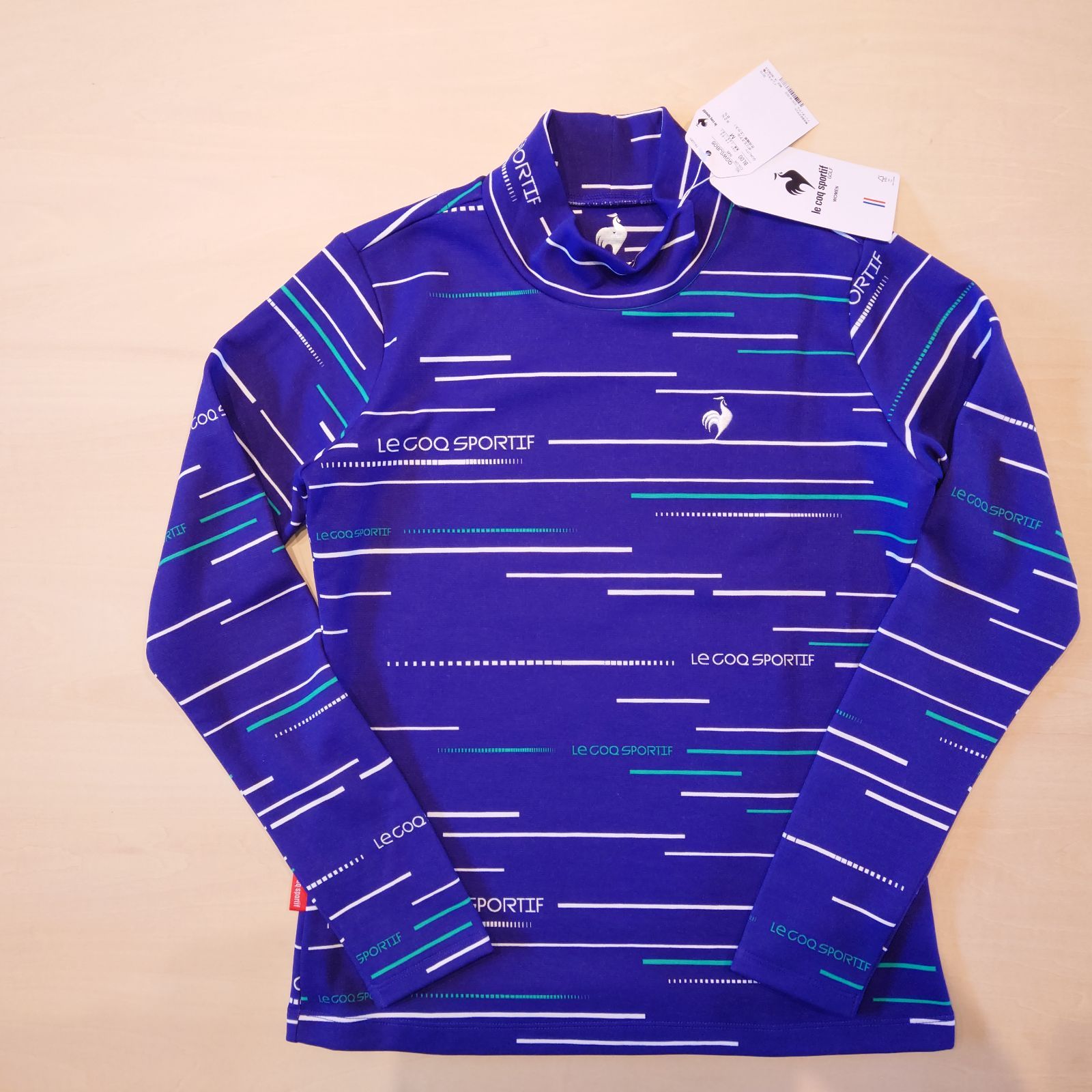 le coq sportif golf ハイネックシャツ 長袖 サイズM 紫 ボーダー