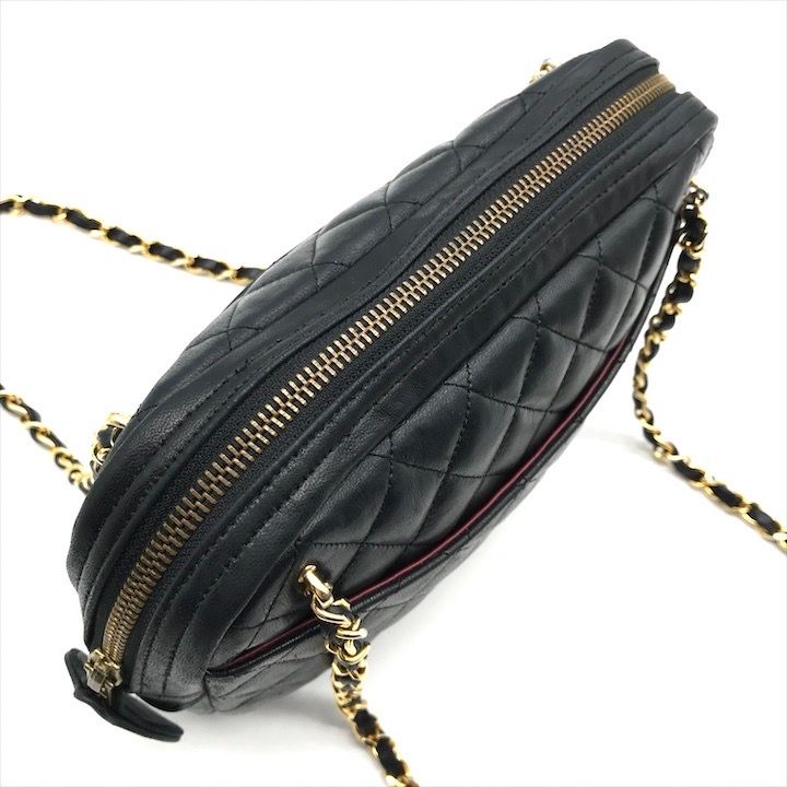 良品 CHANEL シャネル ココマーク マトラッセ ラムスキン チェーン ショルダー バッグ ブラック a3894 CHANEL（シャネル） マトラッセ ココマーク チェーン ショルダーバッグ