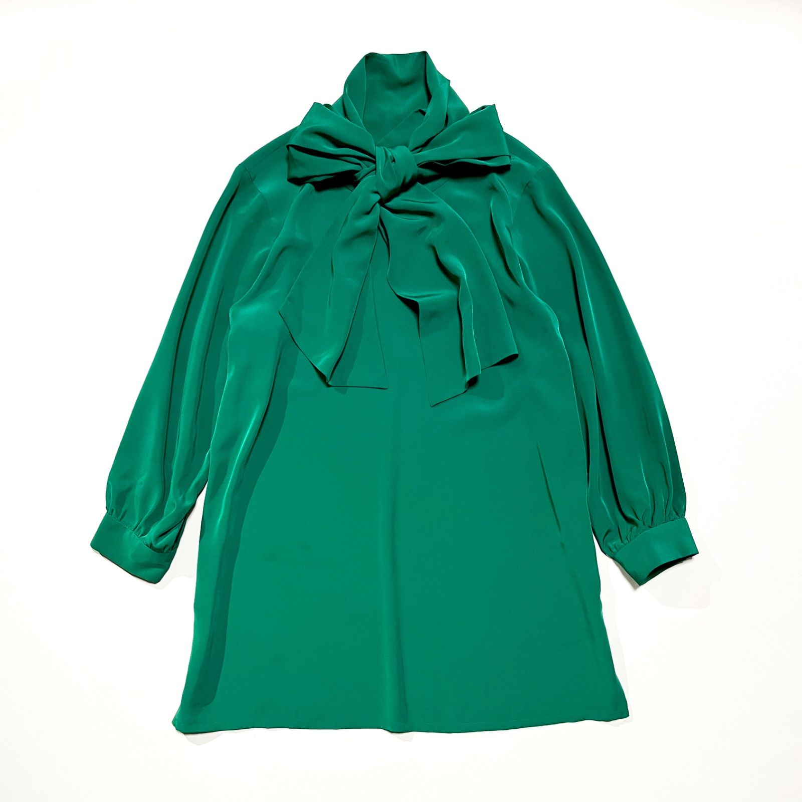 YSL*イヴサンローラン　ヴィンテージブラウス　ボウタイリボン　パープル　S 中古・古着通販】Saint Laurent Paris (サンローランパリ) ドット柄