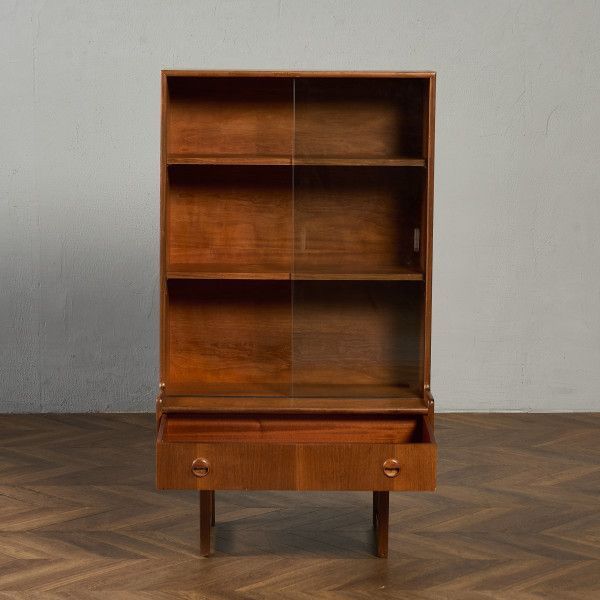 ガラス戸棚　イギリス　チーク オールドチーク ガラスキャビネット/Old Teakwood Glass Cabinet
